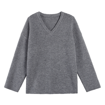 MULVAN 【现货7折】素调随性 白色宽松休闲V领毛衣女休闲裤套装