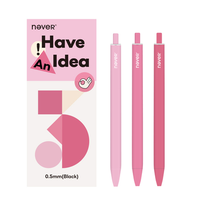 【U先】never樱花公园乐活笔按动中性笔3支装