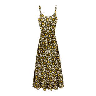 【澳洲小众】 法式度假风修身收腰包臀雏菊印花连衣裙 真丝双绉裙