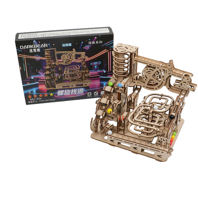 diy木质自制轨道滚珠3d立体拼图模型手工机械拼装益智玩具好礼物