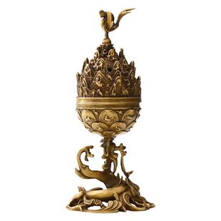 博物馆复刻朱雀香炉纯铜博山炉家用室内熏香檀香盘香炉香薰炉摆件