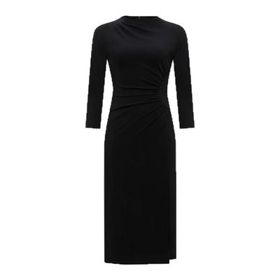 DVF腰部褶皱仿裹裙摆中长连衣裙