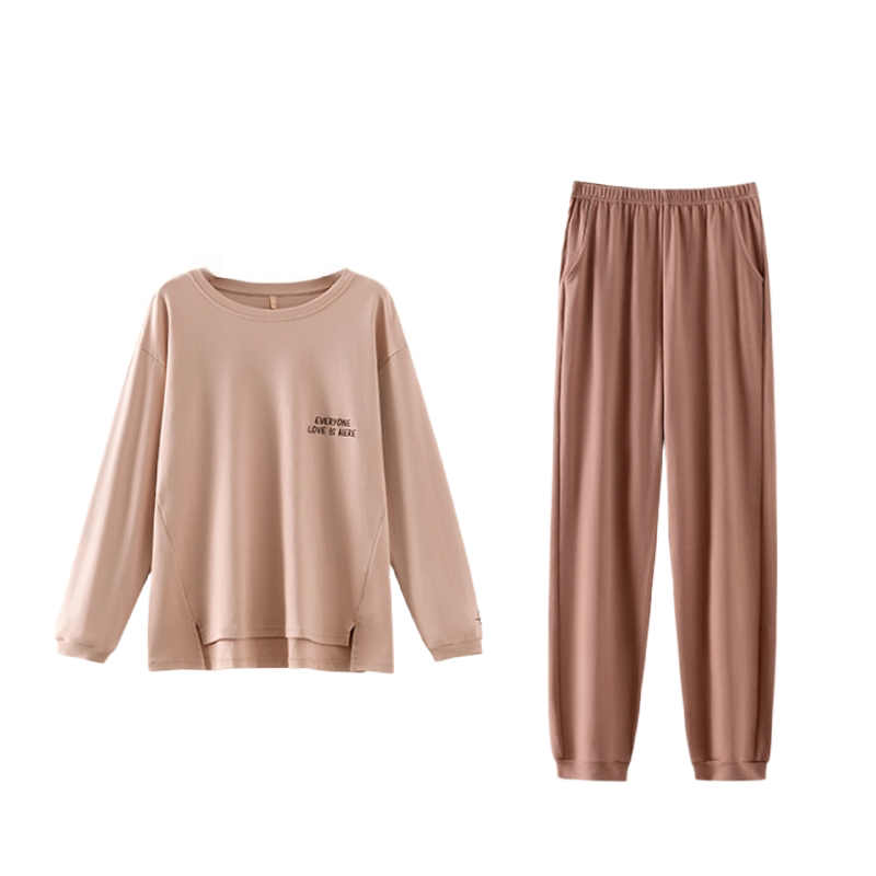 睡衣女春秋款纯棉长袖家居服套装