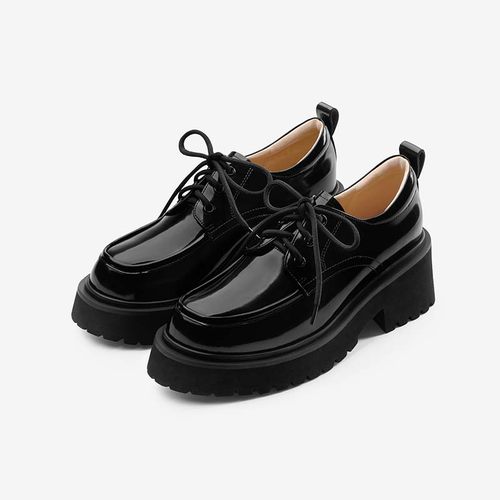 7or9千层酥深口皮鞋2025英伦小皮鞋通勤职业真皮单鞋黑色小床垫