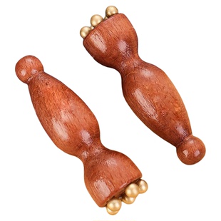 朱雀三啄面部按摩器小莲蓬实木黄铜点穴棒脸部眼部拨筋棒美容工具