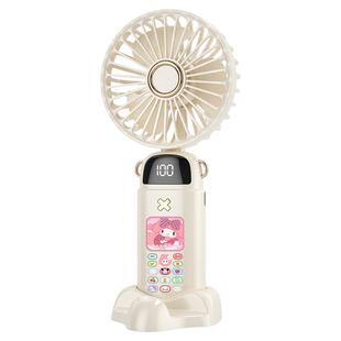 小风扇便携式充电小型折叠随身电风扇挂脖美乐蒂手持静音办公室桌上面迷你usb学生手拿降温神器吹辅食卡通潮