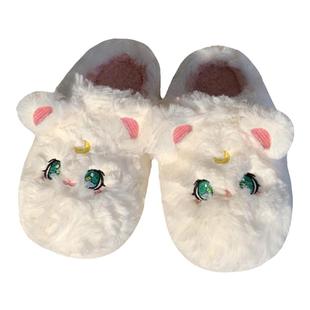 细细条 少女心猫咪棉拖鞋女冬季家居防滑保暖可爱毛绒月子软底鞋