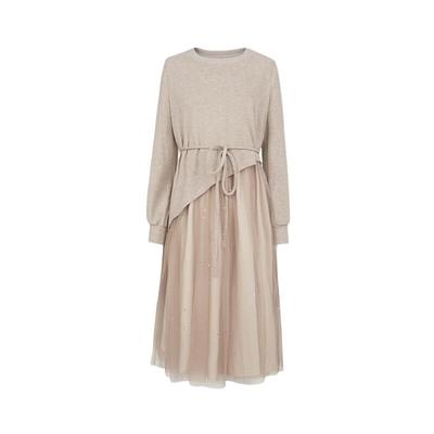 s.deer拼接网纱优雅连衣裙