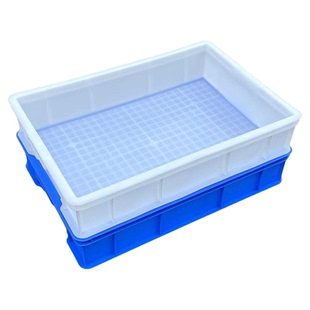 塑料方盘浅盆托盘蓝色塑胶盆周转收纳箱花盆托盘水果盘长方形胶筐