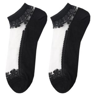 韩版学院风百搭舒适棉底纯色透明卡丝水晶丝玻璃丝船袜浅口短袜子