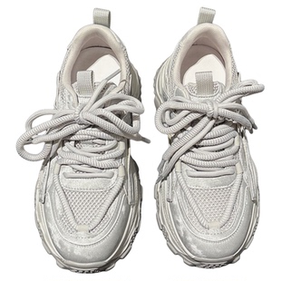 5CM增高~巨轻真皮网布厚底老爹鞋配袜子运动鞋时尚休闲鞋学生女鞋