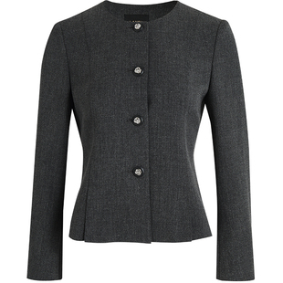 [格雷系]LANDI深灰色时尚圆领修身短款外套女西装上衣秋冬新品