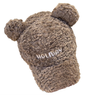 日系可爱小熊耳朵羊羔绒棒球帽子女秋冬季新款防寒保暖百搭鸭舌帽