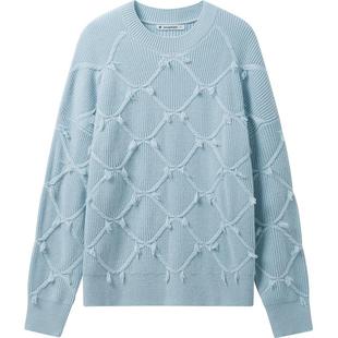 播慵懒风宽松圆领毛衣女冬季温柔气质上衣DDR4SD5056