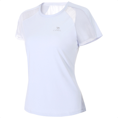 骆驼瑜伽服女款冰丝短袖透气网纱