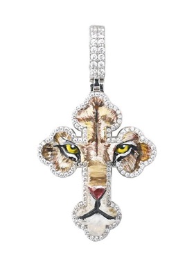 Mr.Bling手绘珐琅虎头十字架吊坠