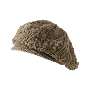 蓝墨竹L.MOZ夏季新款2025纯棉镂空贝雷帽女日系薄款针织画家帽子