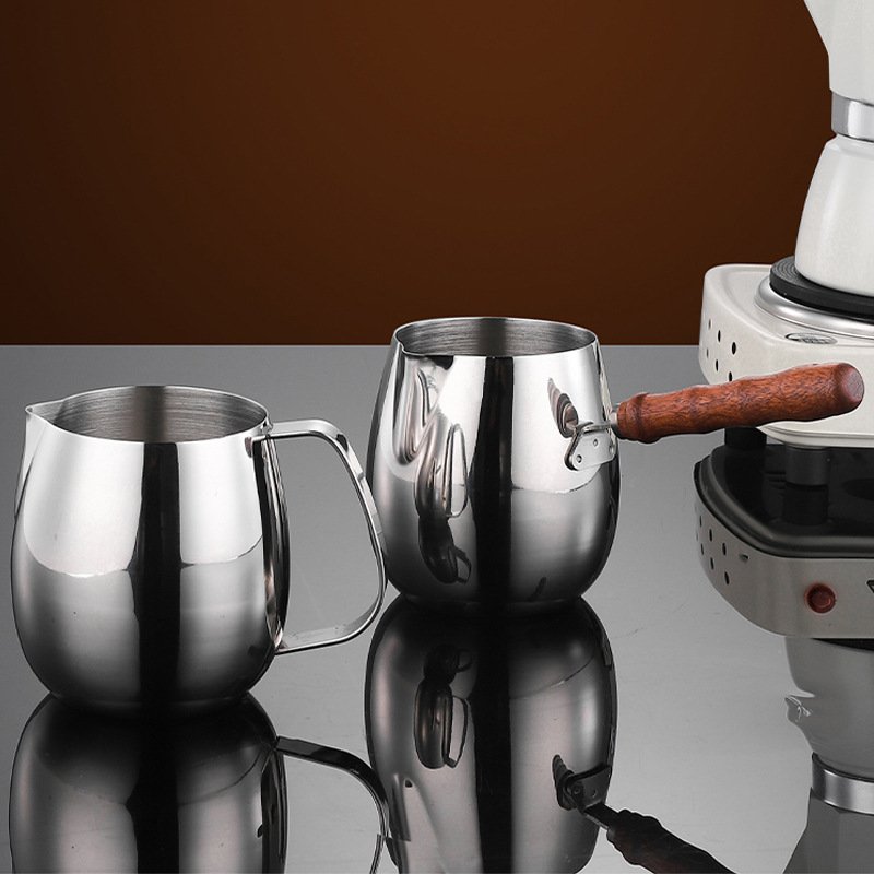 咖啡杯大肚拉花缸奶打杯花奶拉不锈钢304铁家用拿杯倒长柄不泡杯