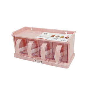 调味盒厨房翻盖俩格塑料调味盒调料盒送塑料调勺2个调料罐