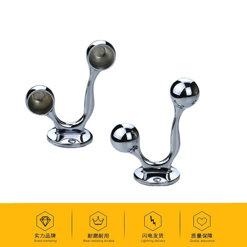 五钢加厚底部锌合金双座法兰五金件圆管批发座双头毛巾亮光锌合金