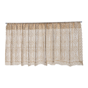 美式复古纯棉蕾丝小窗户窗帘门帘隔断帘窗帘免打孔安装简易免安装