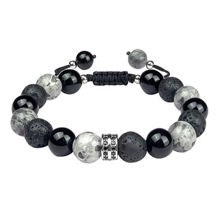 手链男生黑曜石火山石手串高级感男款复古珠子饰品送男生生日礼物