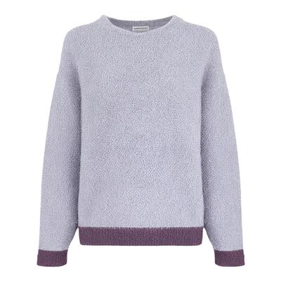 MESUX米岫含绵羊毛羊驼毛保暖双色圆领长袖毛衣女MMWUE409