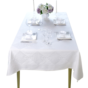 欧式法式白色桌布高端提花美式现代轻奢高级感茶几桌布布艺台布