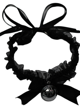 蕾丝蝴蝶结挂脖铃铛项圈项链女choker脖子配饰颈带颈链潮猫耳朵