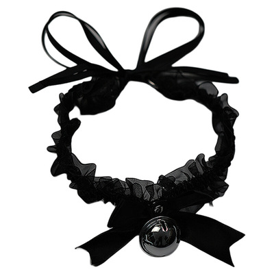 蕾丝蝴蝶结挂脖脖子铃铛项圈项链女choker配饰颈带颈链潮猫耳朵