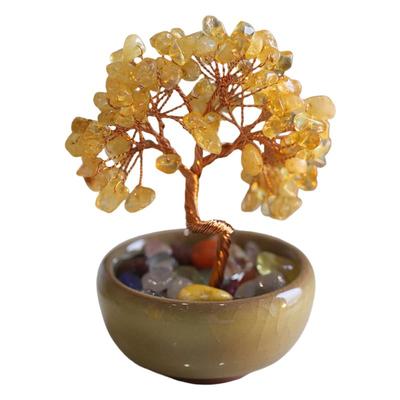 铜树枝黄水晶发财树摆件2025新款