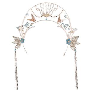 唐风公主超仙原创敦煌异域风重工圣母发冠华丽流苏后压发箍光圈环