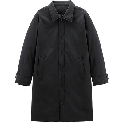 太平鸟男装风衣羽绒服男长款冬季新款黑色商务保暖翻领外套