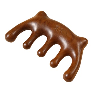 素木会心 头皮经络按摩梳檀木梳子大圆粗宽齿 萌熊 五爪按摩梳子