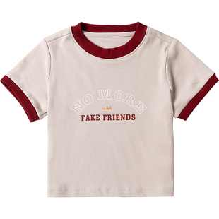 栀了成长记童装女童字母印花短袖T恤韩版夏季儿童百搭女宝宝上衣