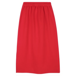 半身裙女秋冬加绒中长款高腰开叉直筒裙宽松大码显瘦百搭休闲长裙