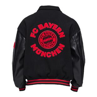【官方正版】拜仁慕尼黑足球俱乐部｜红黑pu棒球服刺绣夹克外套