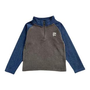 男童女童保暖插肩长袖上衣速干2026秋冬儿童半开领拉链加厚打底衫