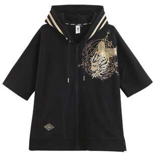 oniarai鬼洗春季圣马可狮王印绣花男士开衫短袖卫衣B340054