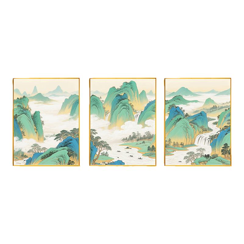 千里江山图三联画事事如意十字绣满绣2026新款线绣手工制作全绣