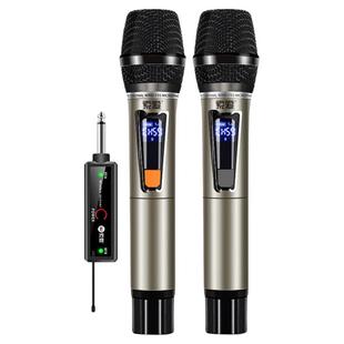 索爱充电无线麦克风U段家用KTV唱歌舞台演出专用一拖二金属话筒