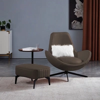 Диван-кресло из кожи микрофибры + подставка для ног + журнальный столик