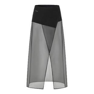 【明星同款】LEDIM WANG欧根纱透视半身裙女黑色搭片式纱裙半裙