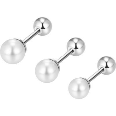 医用手术钛钢珍珠耳钉女养耳洞