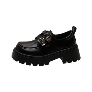 白色法式厚底小皮鞋女2026新款春季百搭英伦风复古圆头增高乐福鞋