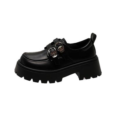 白色法式厚底小皮鞋女增高乐福鞋