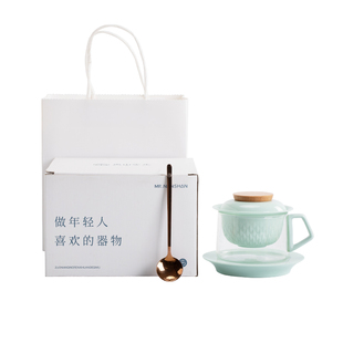 南山先生灵龙茶水分离杯马克杯高颜值咖啡杯玻璃个人专用泡茶杯子