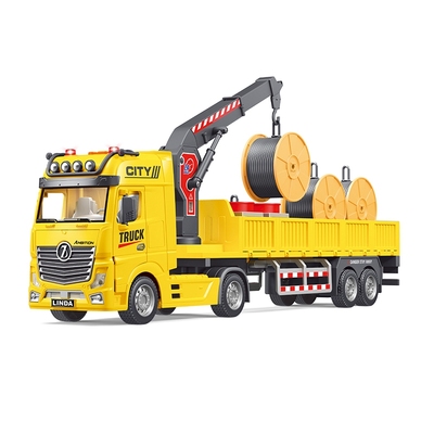 2025新款林达会讲故事货车电缆运输车儿童男孩爆款玩具车大号吊车