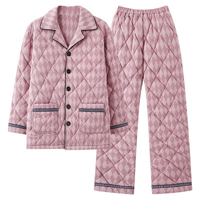 睡衣男款冬季纯棉夹棉大码