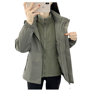 2025年冬季新款冲锋衣女男三合一可定制LOGO防风防水羽绒外套套装